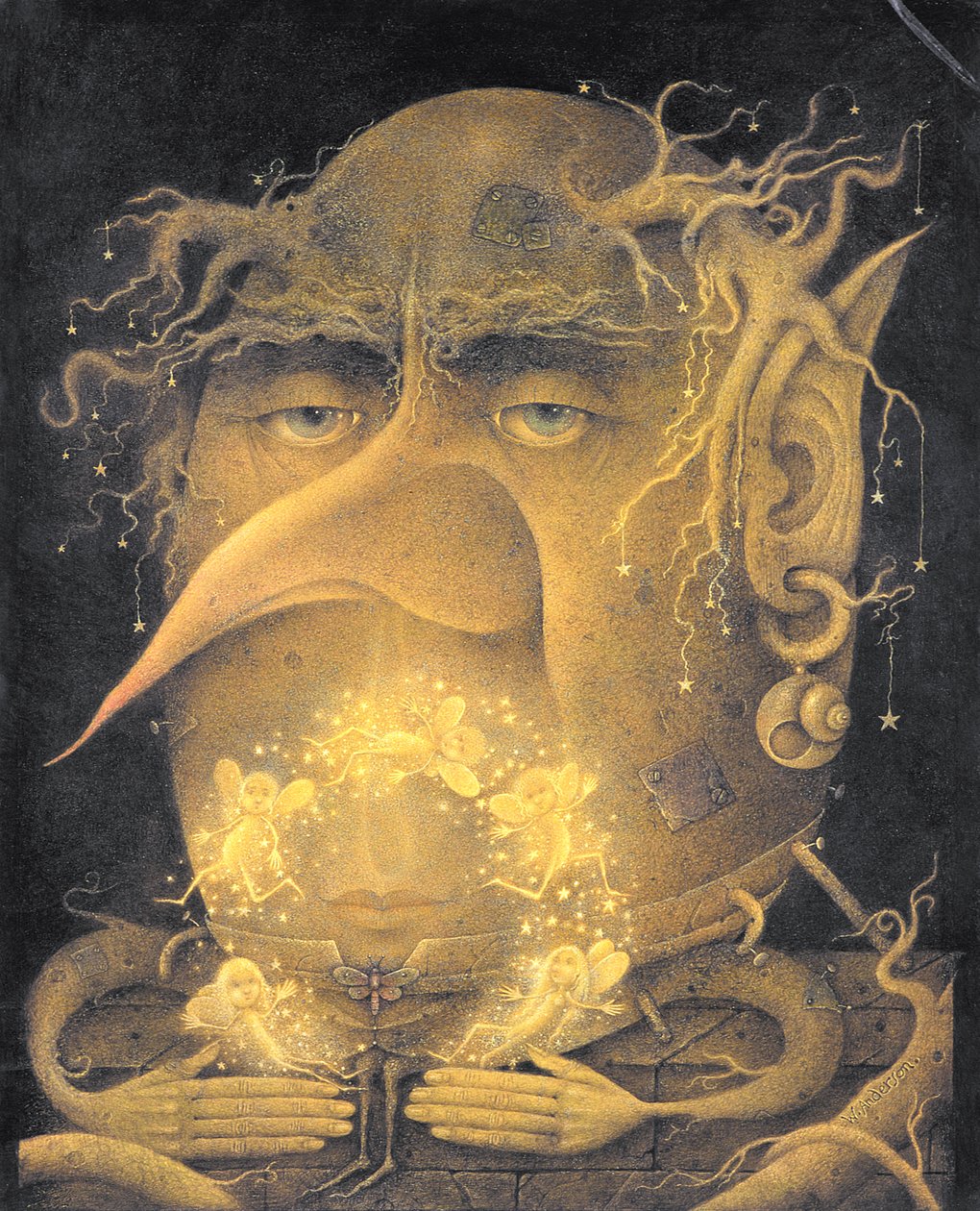 Fee jongleur (potlood en kleurpotlood op papier) door Wayne Anderson