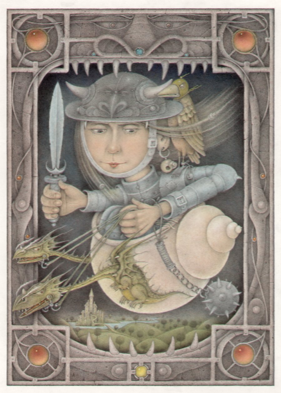 Vrouwelijke krijger, 2005 (gemengde techniek op karton) door Wayne Anderson