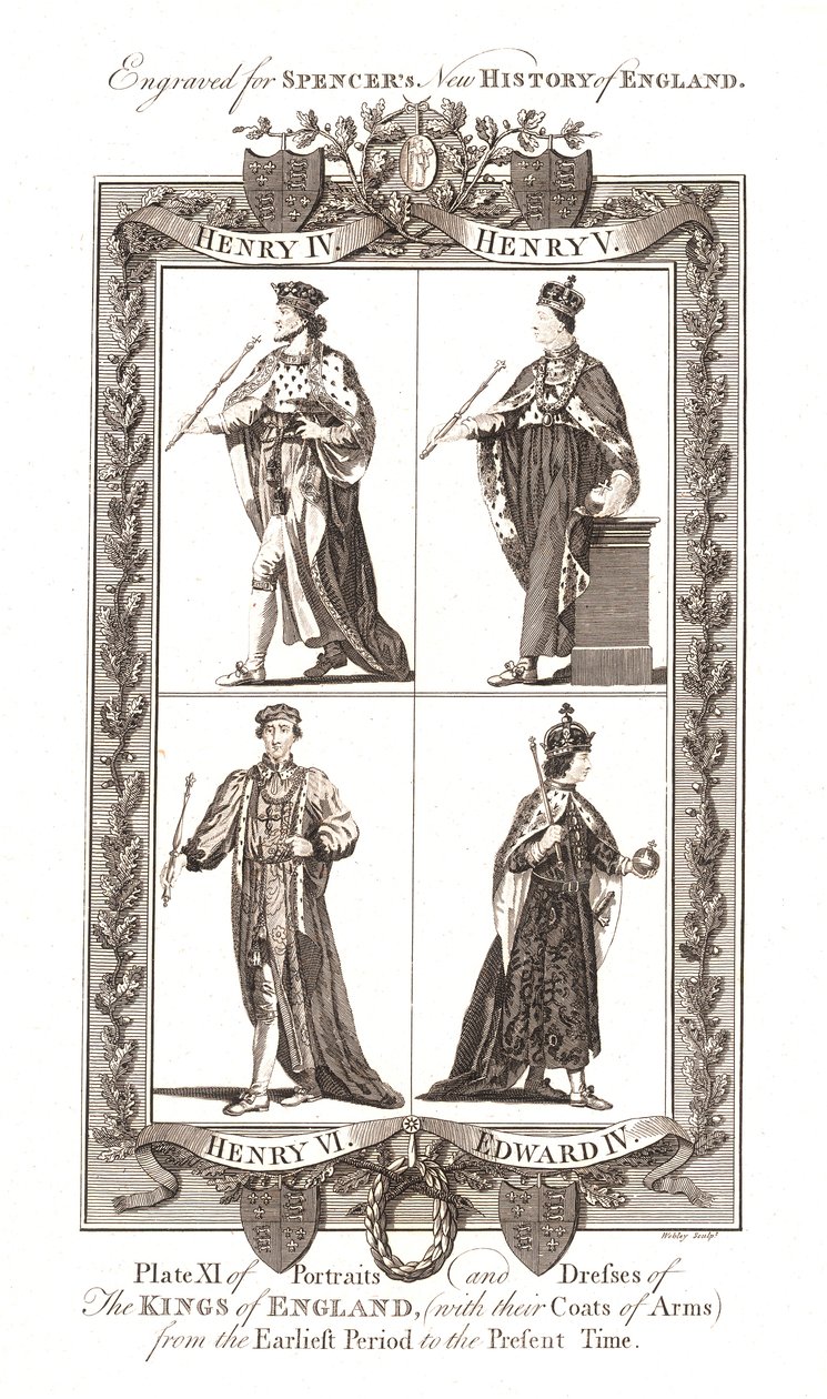 Portretten en jurken van de koningen van Engeland met wapenschilden, 1784 door Webley and Scott Ltd