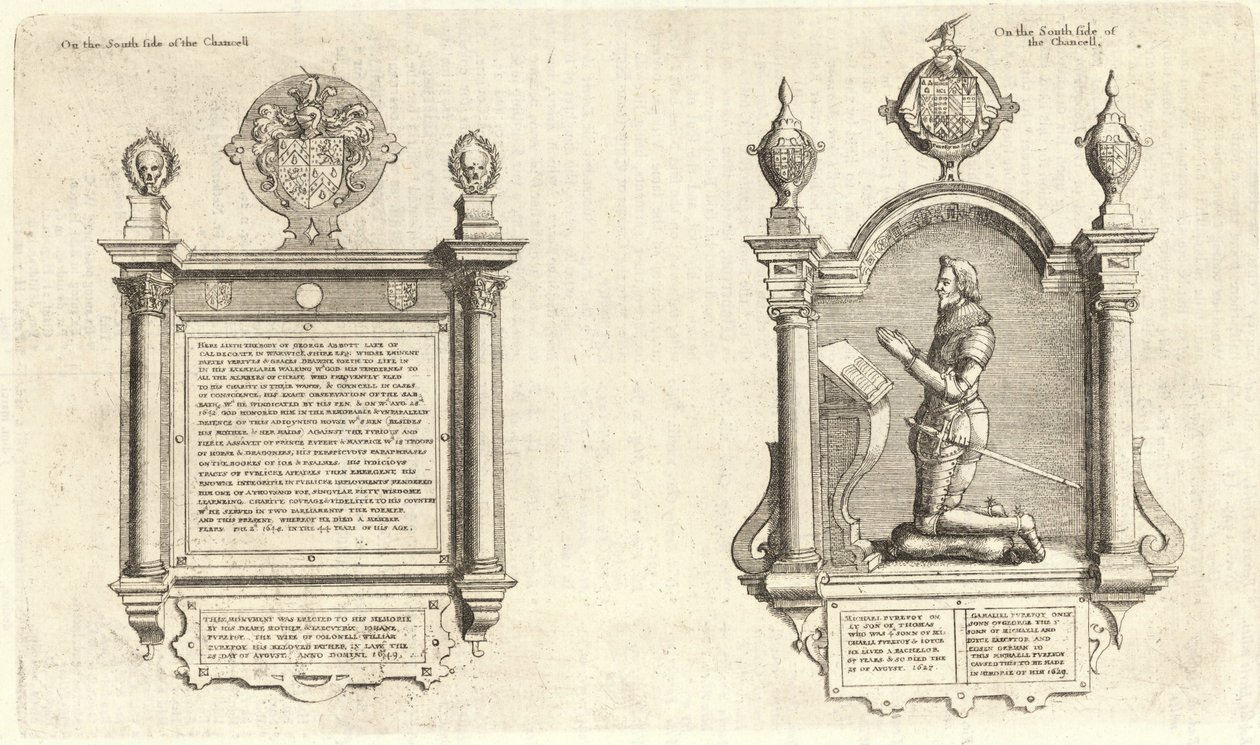 Abt en Purefoy (monument) door Wenceslaus Hollar