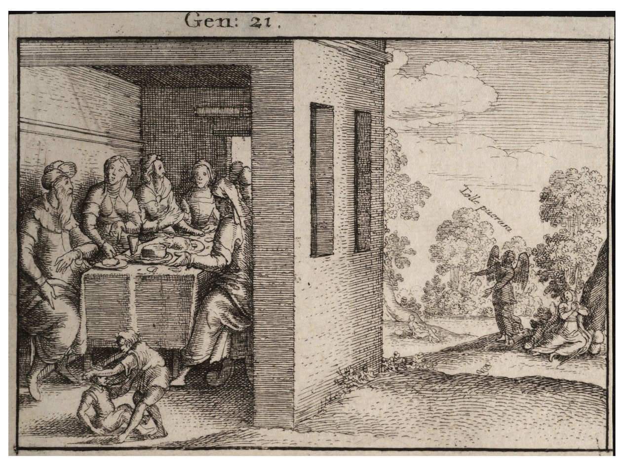 Abrahams feest (staat 1) door Wenceslaus Hollar