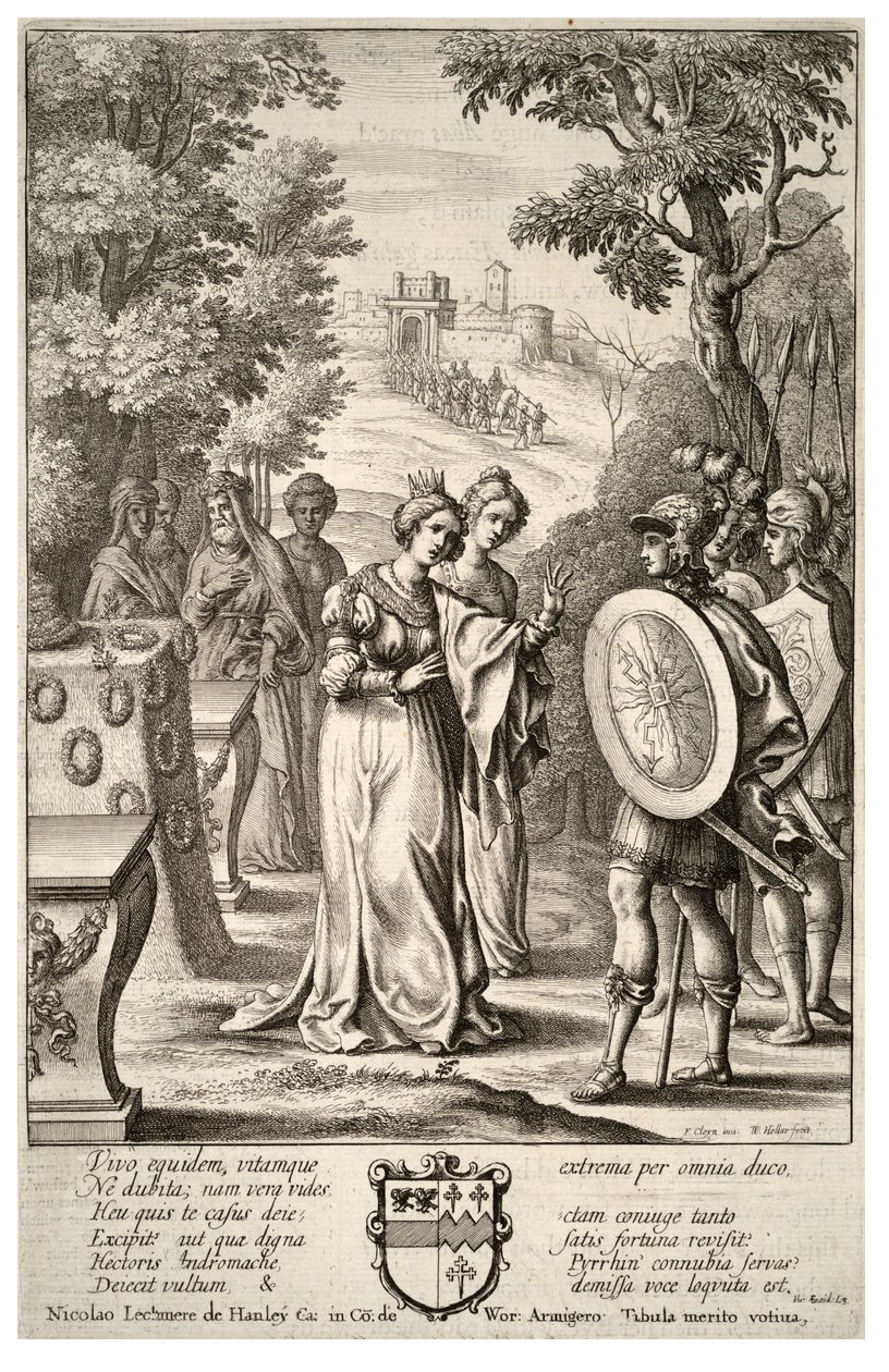Aeneas ontmoet Andromache. Staat 2 door Wenceslaus Hollar