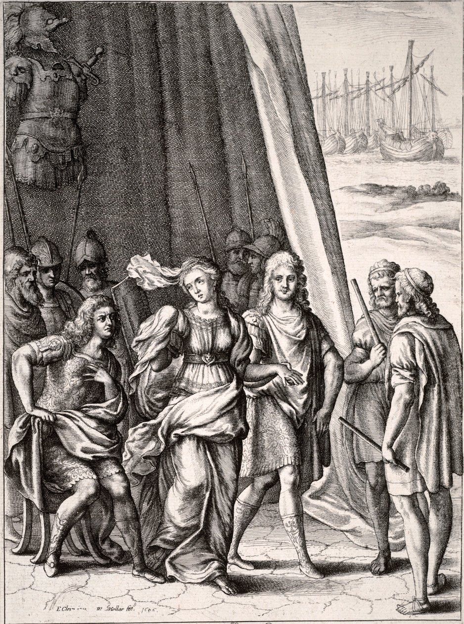 Briseis en Achilles door Wenceslaus Hollar