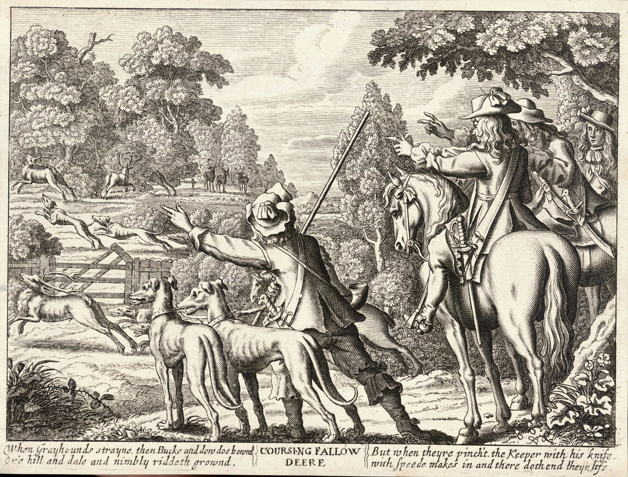 Jacht op damherten door Wenceslaus Hollar