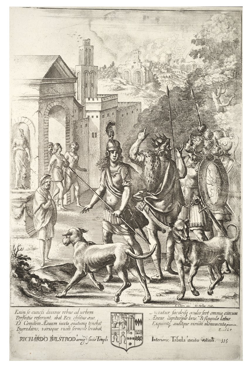 Evander en Aeneas bij Palentium. Staat 4 door Wenceslaus Hollar