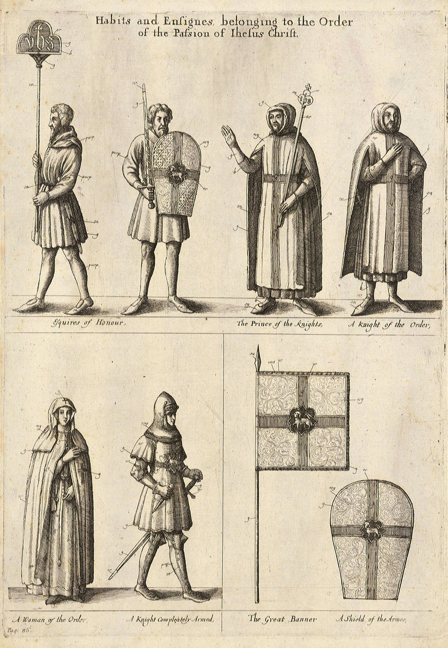 Leden van de Orde van Christus door Wenceslaus Hollar
