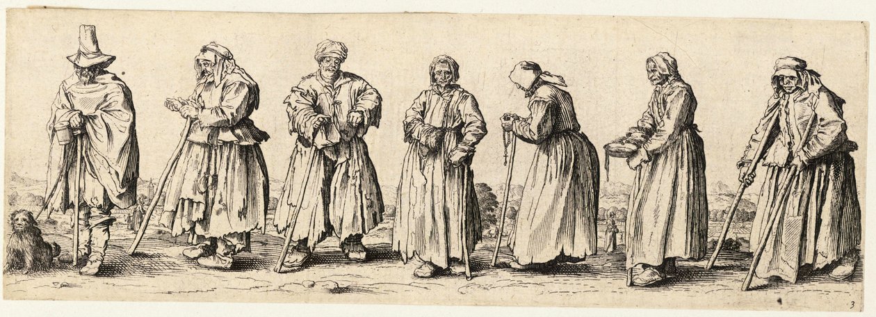 Bedelaars mannen en vrouwen door Wenceslaus Hollar