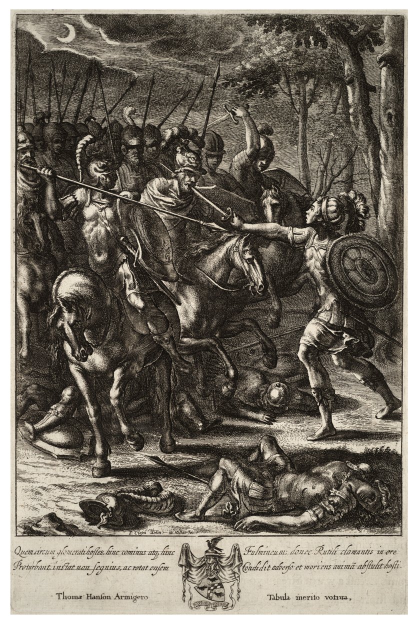 Nisus doodt Volscens. Staat 2 door Wenceslaus Hollar