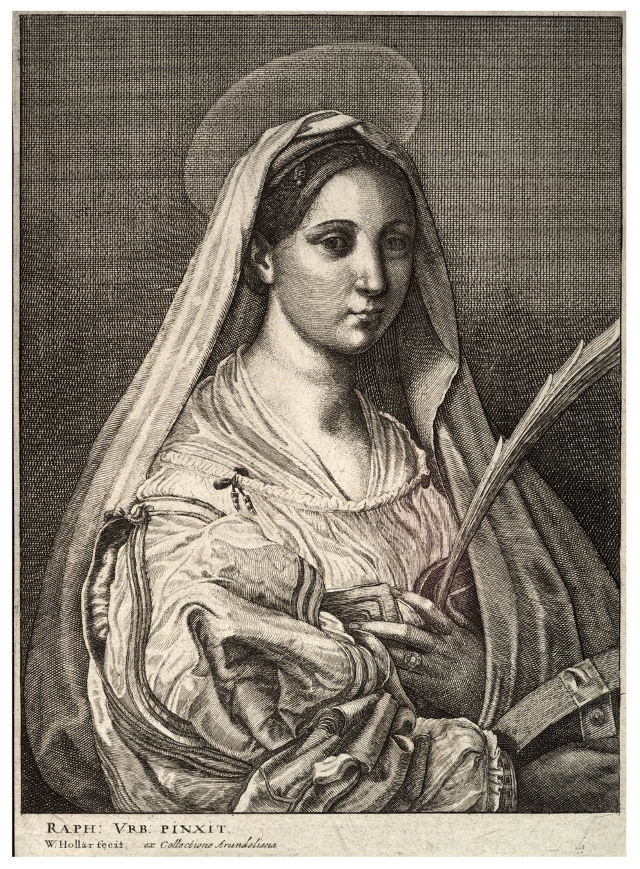 St. Catharina van Alexandrië. Staat 2 door Wenceslaus Hollar