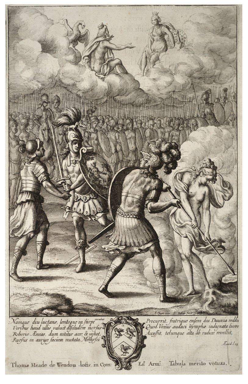 Het laatste gevecht van Aeneas en Turnus. Staat 1 door Wenceslaus Hollar