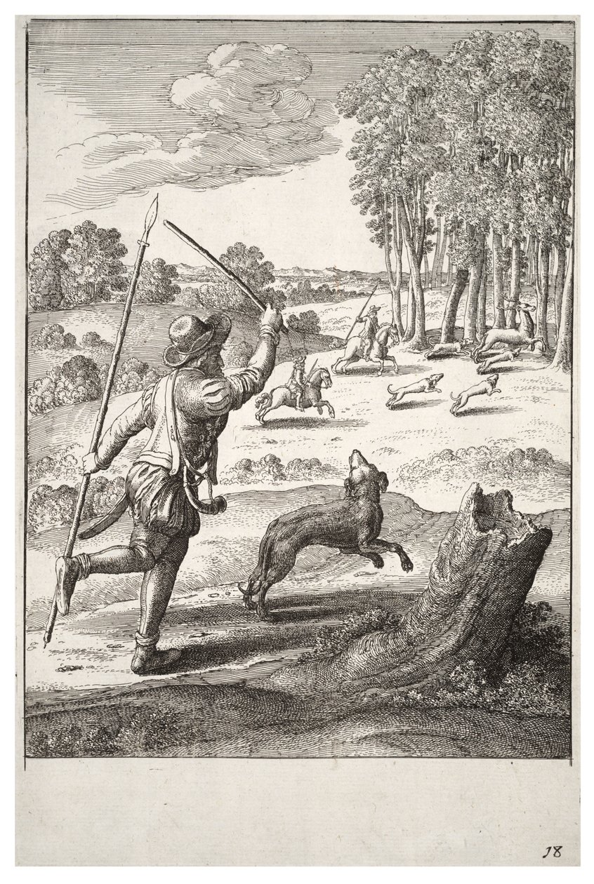 De oude hond en zijn meester door Wenceslaus Hollar