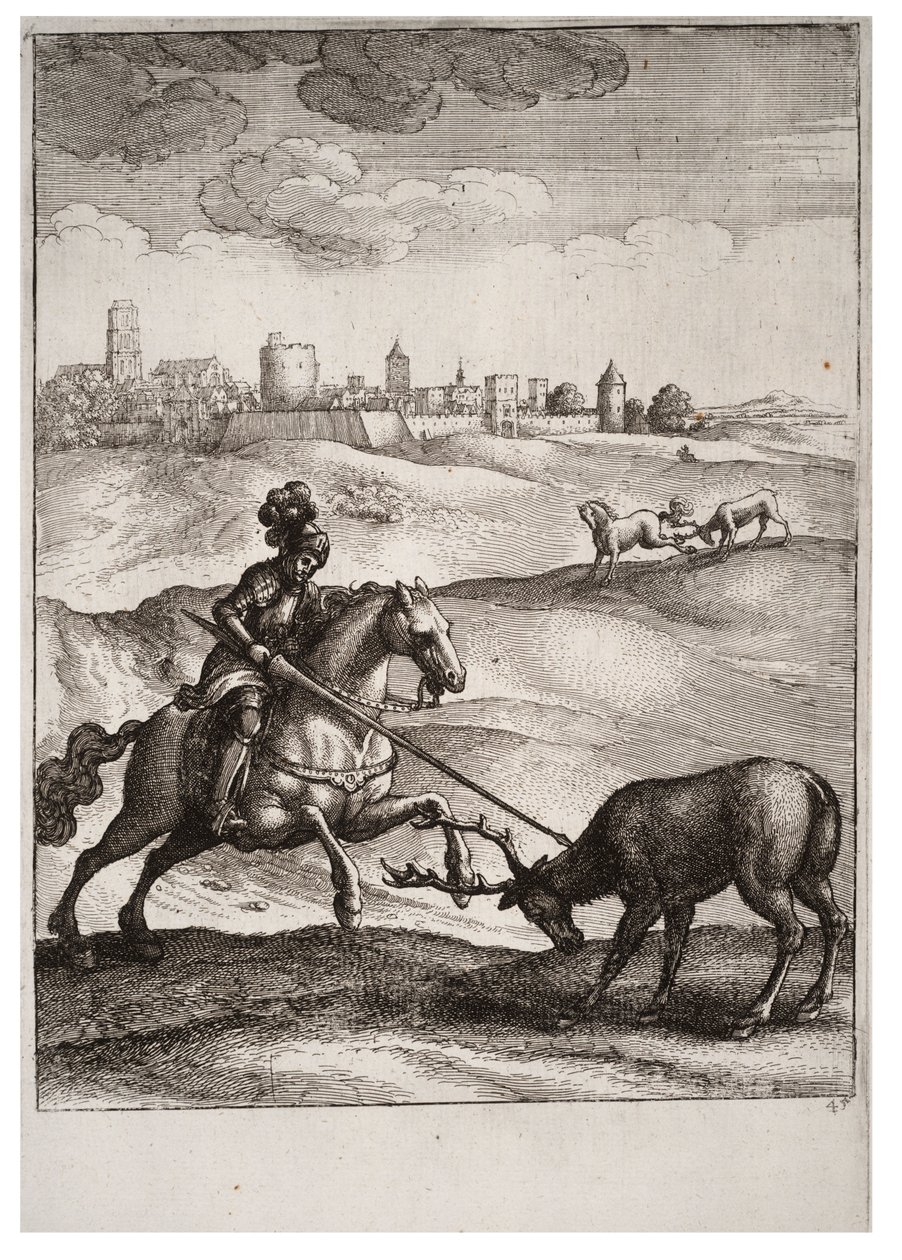 Het hert en het paard door Wenceslaus Hollar