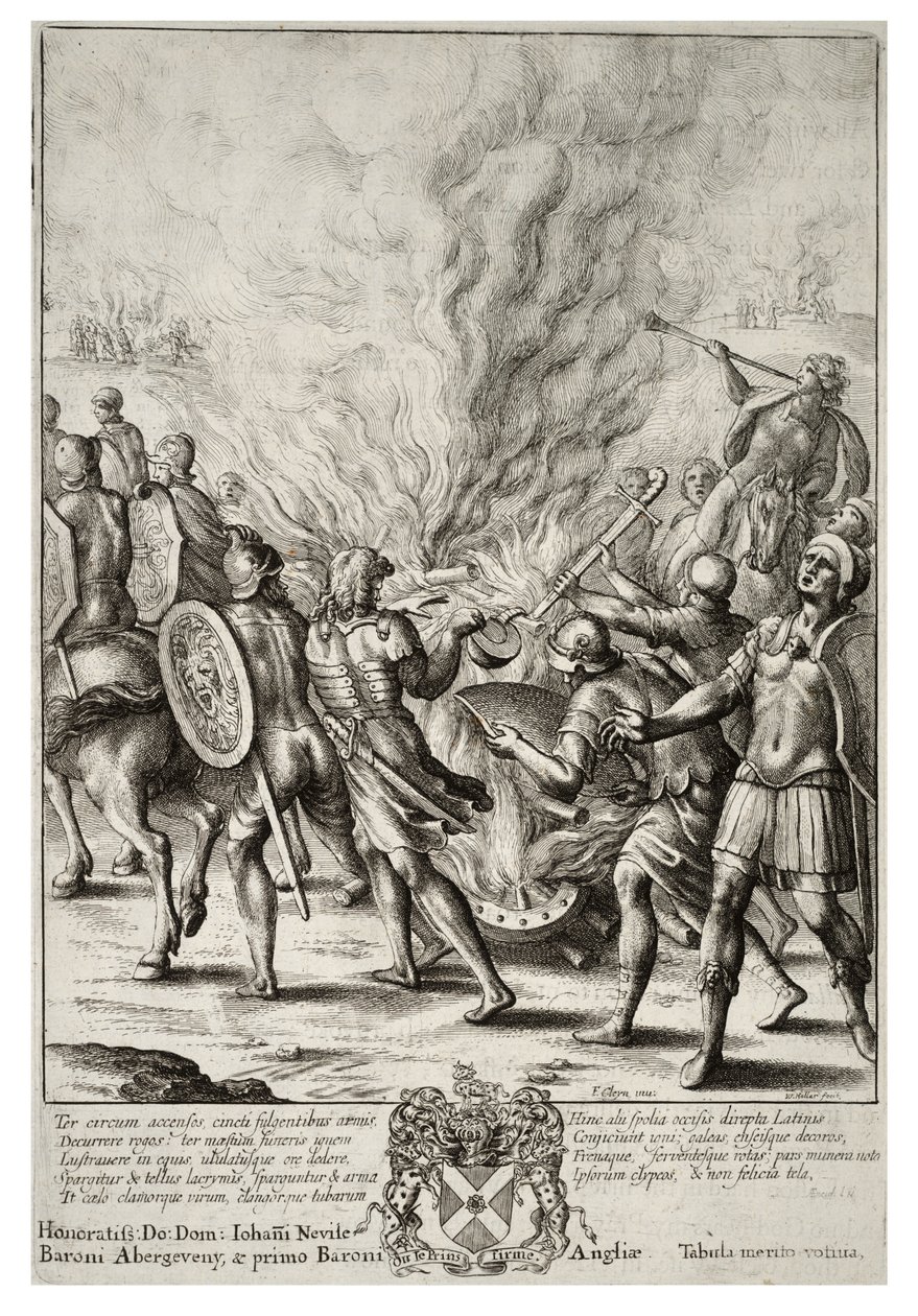 Wenceslas Hollar - De Trojanen cremeren hun doden (Staat 2) door Wenceslaus Hollar