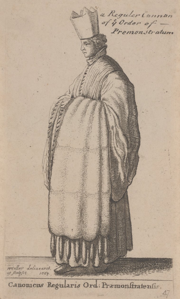 Een reguliere kanunnik van de orde van Premonstratum door Wenceslaus Hollar