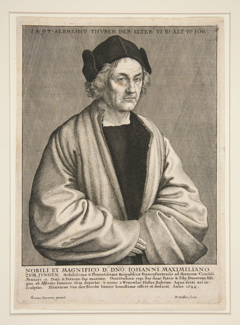 Albrecht Dürer de Oude (1427-1502) op 70-jarige leeftijd door Wenceslaus Hollar