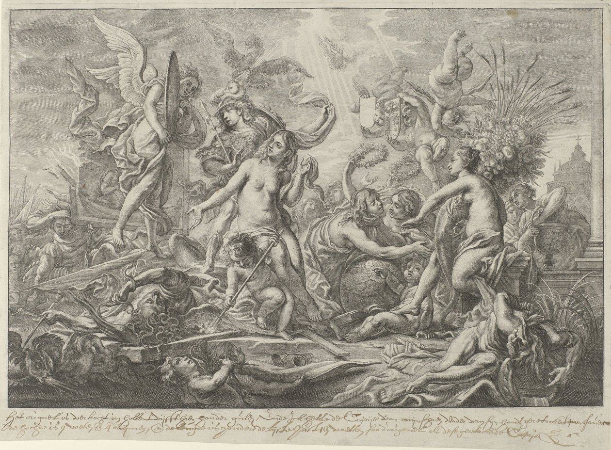 Allegorie op de Vrede van Westfalen, 1648 door Wenceslaus Hollar