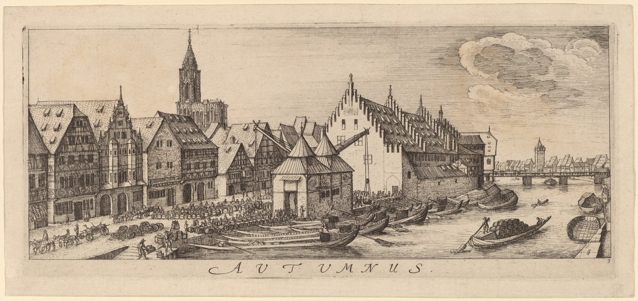 Herfst: De wijnmarkt door Wenceslaus Hollar