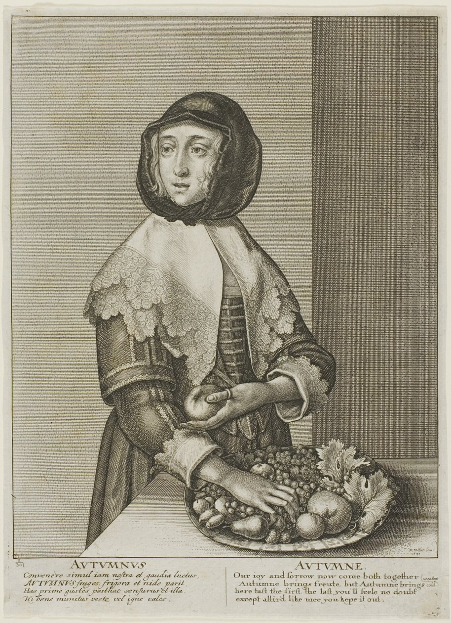 Herfst, uit De Vier Seizoenen door Wenceslaus Hollar