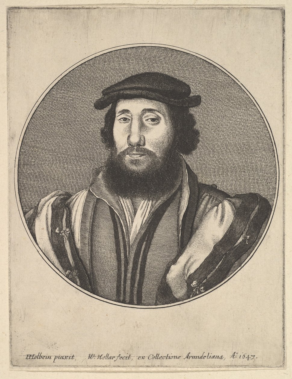 Baardige Man door Wenceslaus Hollar