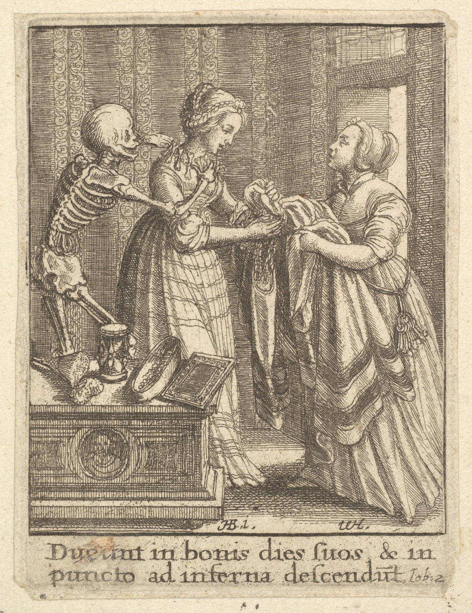Bruid, uit de Dans van de Dood, 1651 door Wenceslaus Hollar