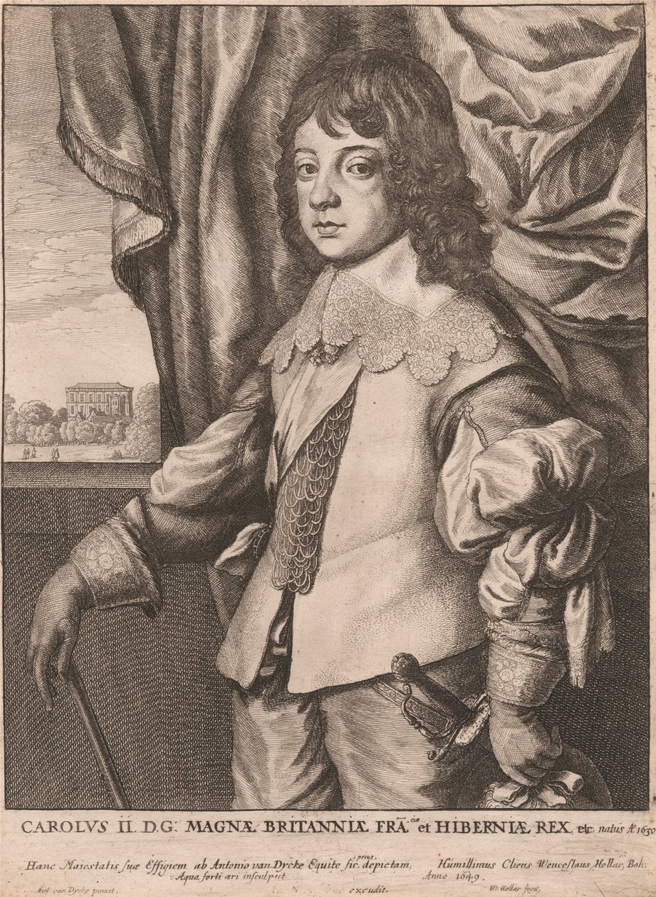 Carolus II. D.G: Magnæ Britanniæ Fra. et Hiberniæ Rex etc. door Wenceslaus Hollar