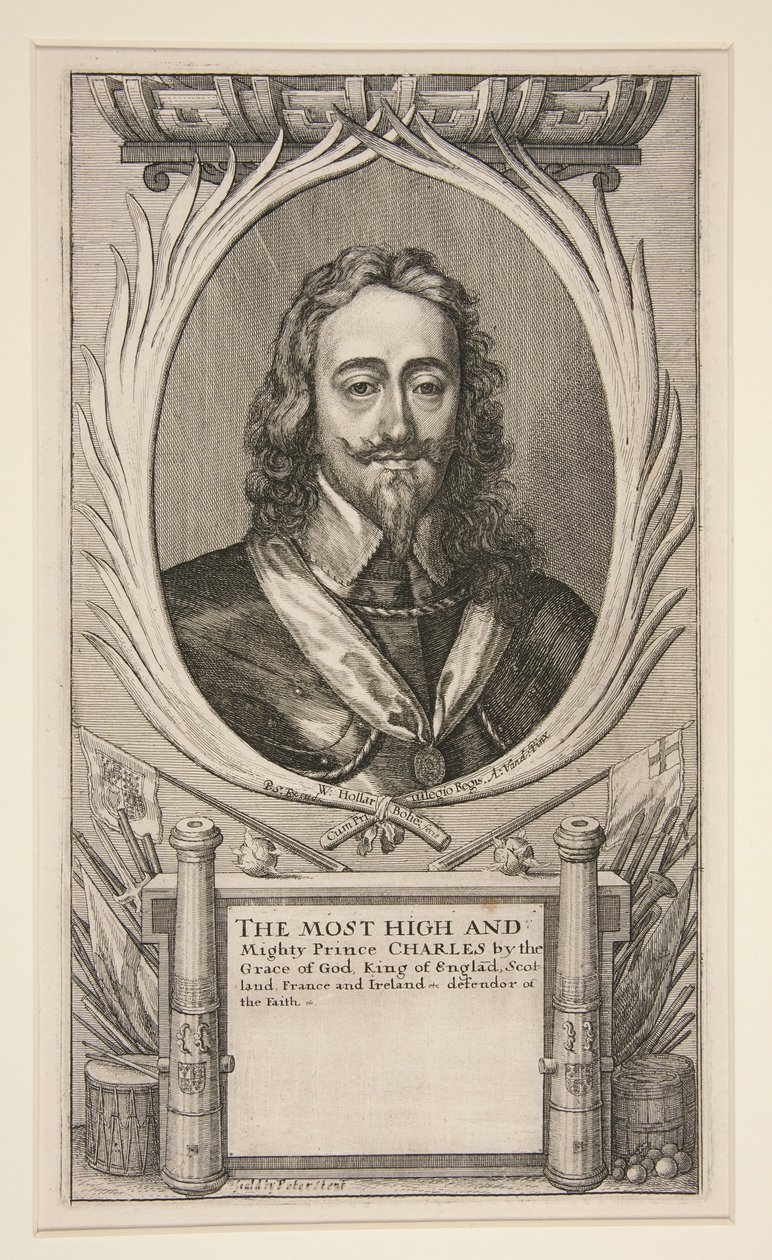 Karel I en de kampen van zijn leger tijdens de Schotse Oorlog (verkorte versie: alleen portret) door Wenceslaus Hollar