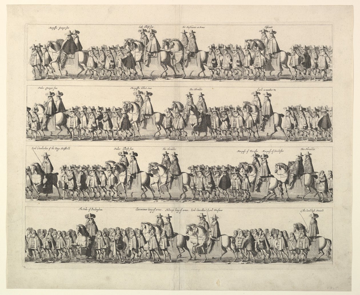 Kroningsprocessie van Karel II door Londen, 1662 door Wenceslaus Hollar