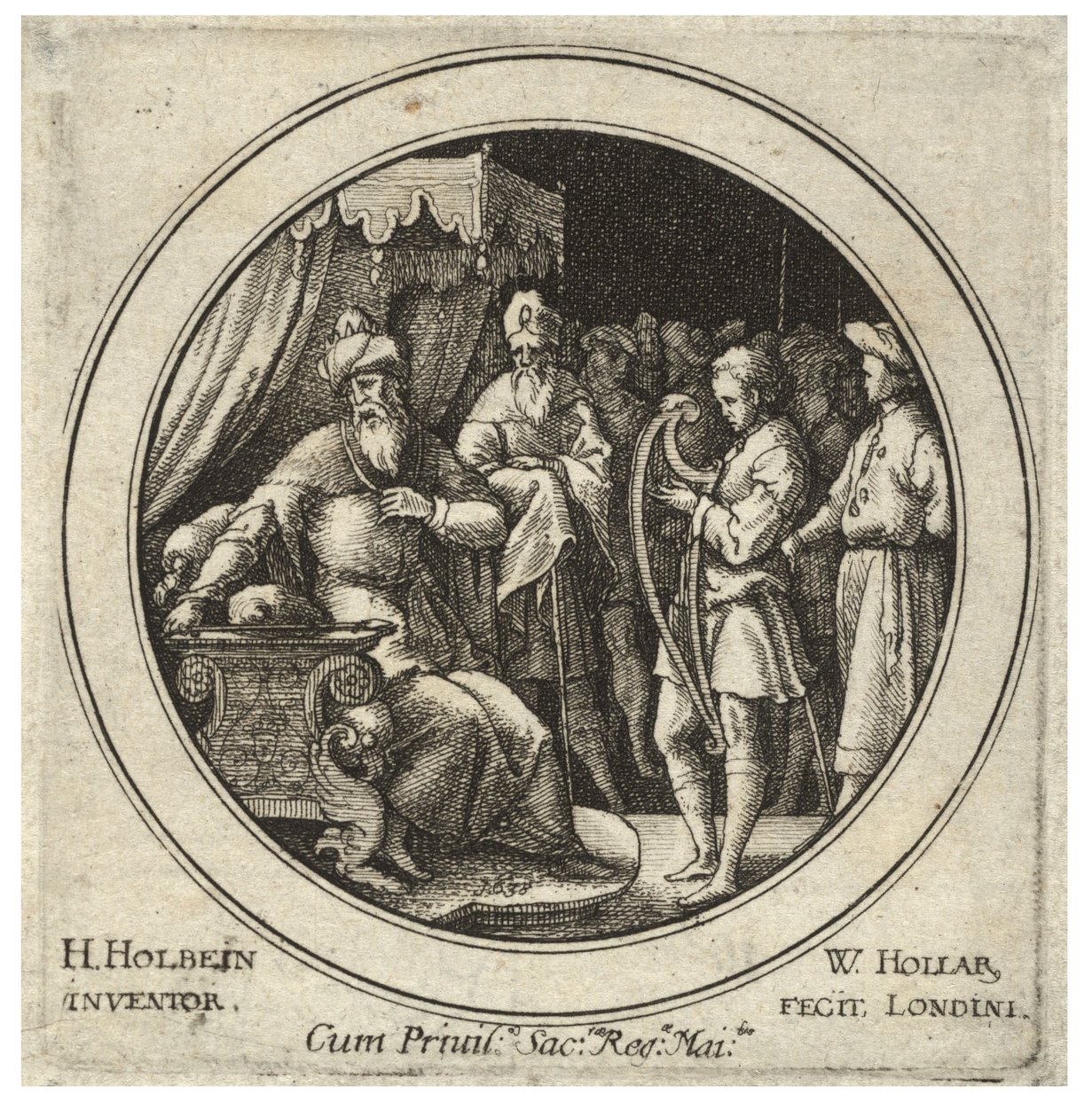David voor Saul door Wenceslaus Hollar