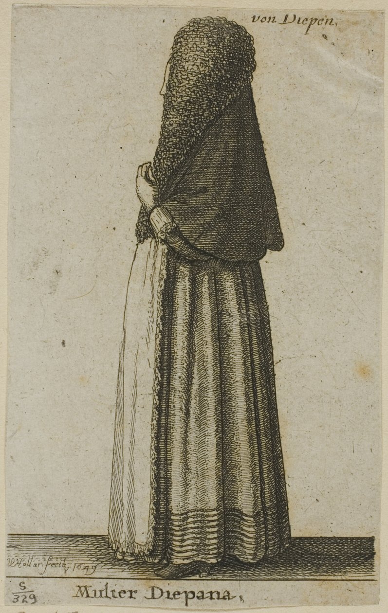 Dieppe vrouw door Wenceslaus Hollar