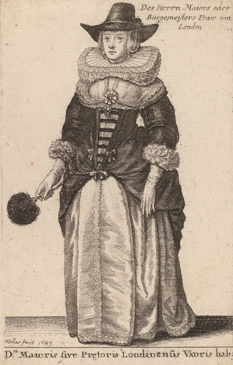 Dni Maioris sive Praetoris Londinensis Vxoris Hab:, 1649 door Wenceslaus Hollar