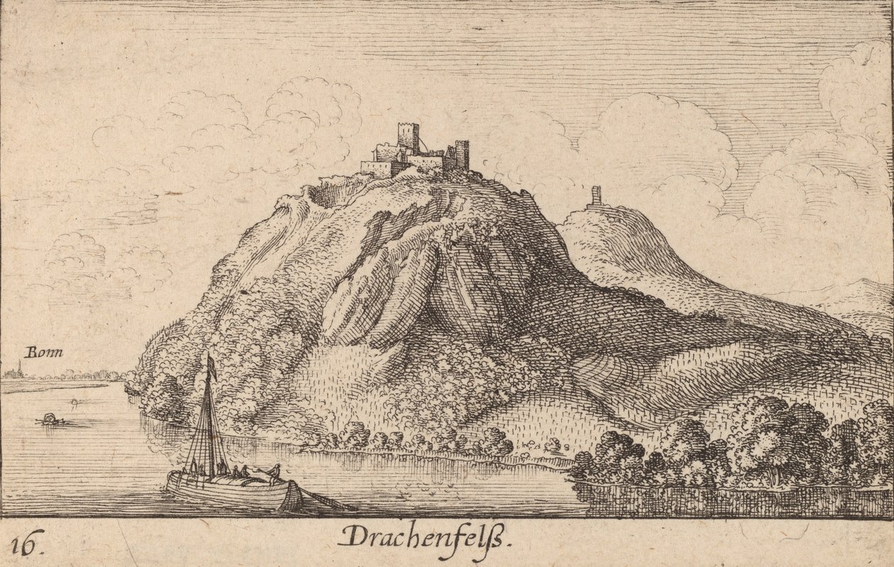Drachenfels, 1635 door Wenceslaus Hollar