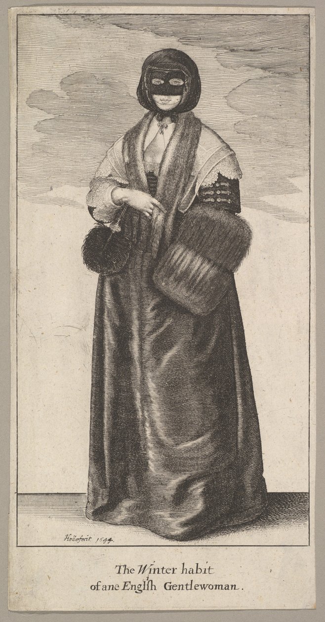 Engelse dame in winterkostuum De wintergewoonte van een Engelse dame, 1644 door Wenceslaus Hollar