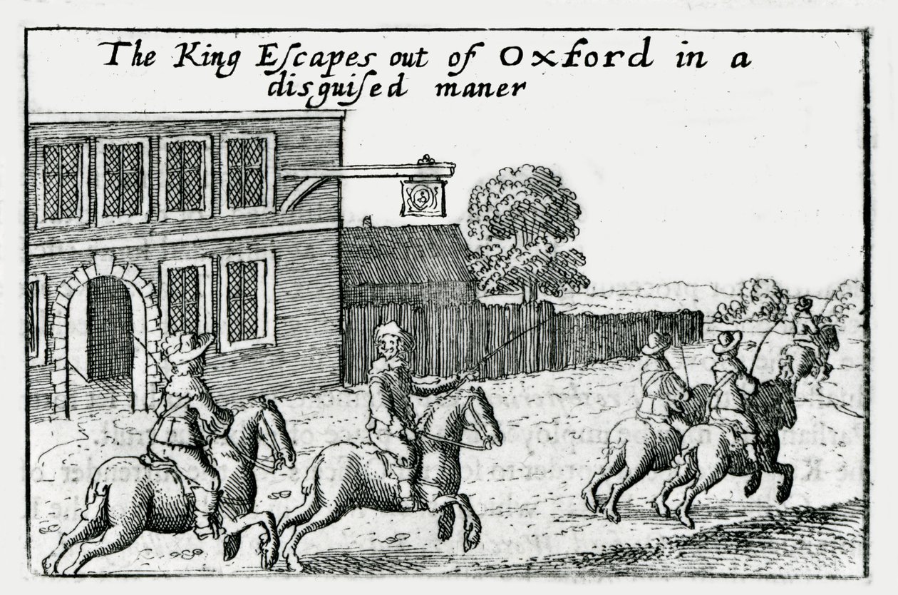 Ontsnapping van Karel I uit Oxford in vermomming door Wenceslaus Hollar