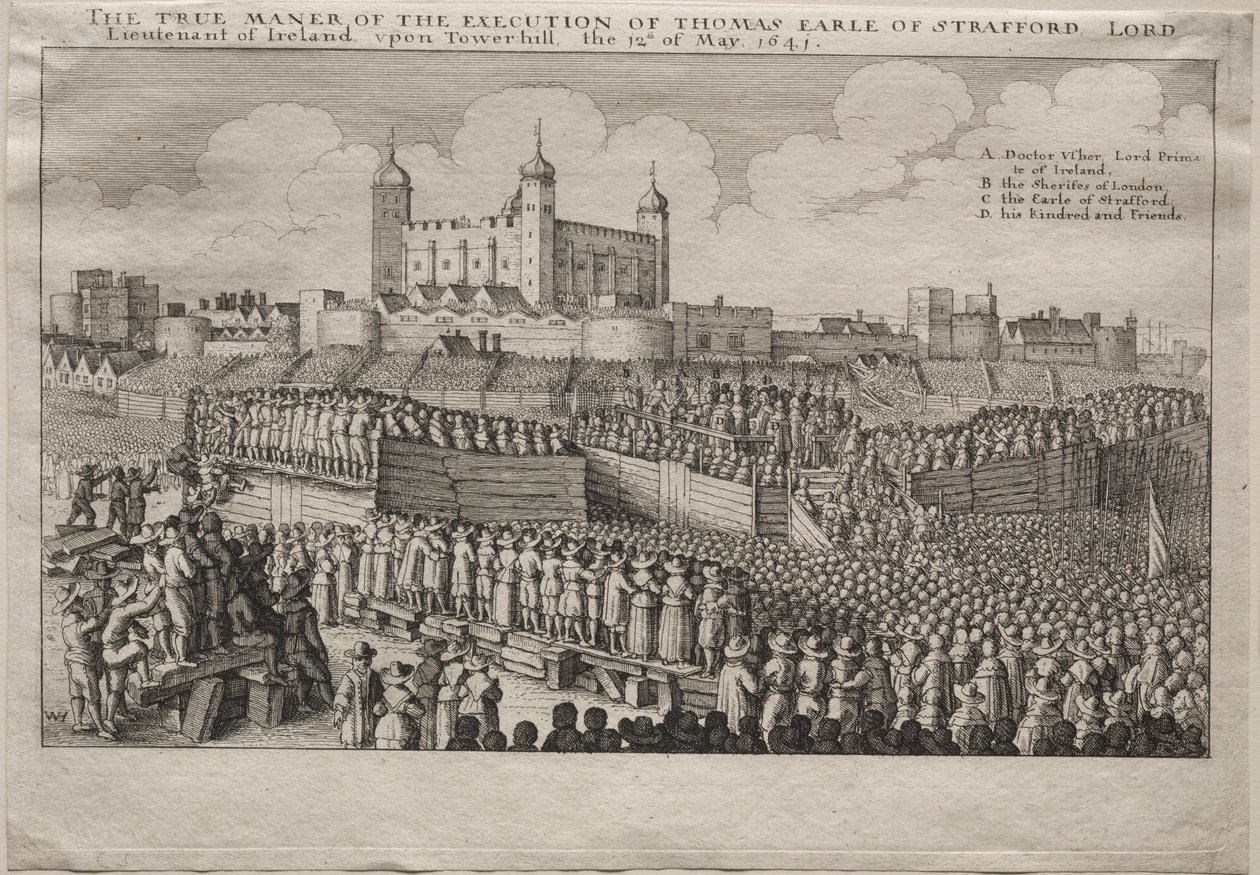 Executie van de Graaf van Strafford, 1641 door Wenceslaus Hollar