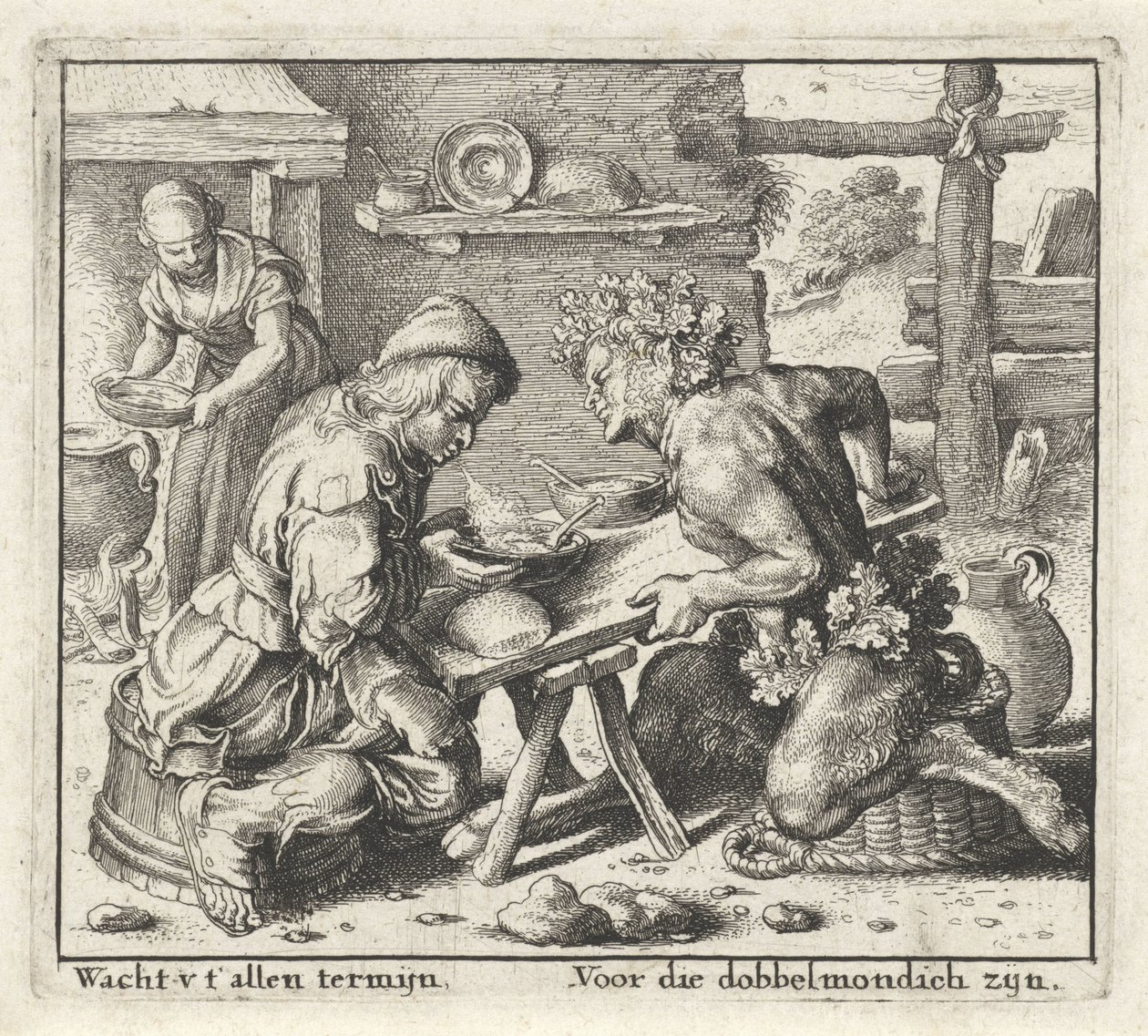 Fabel van de satyr en de boer door Wenceslaus Hollar