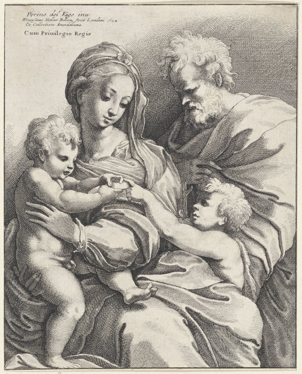 Heilige Familie met Johannes de Doper door Wenceslaus Hollar