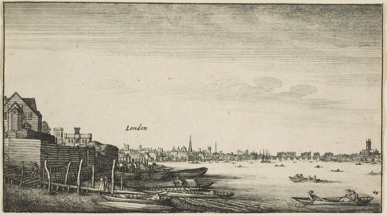 Londen gezien vanaf de Theems bij Milford Staris onder Arundel House door Wenceslaus Hollar