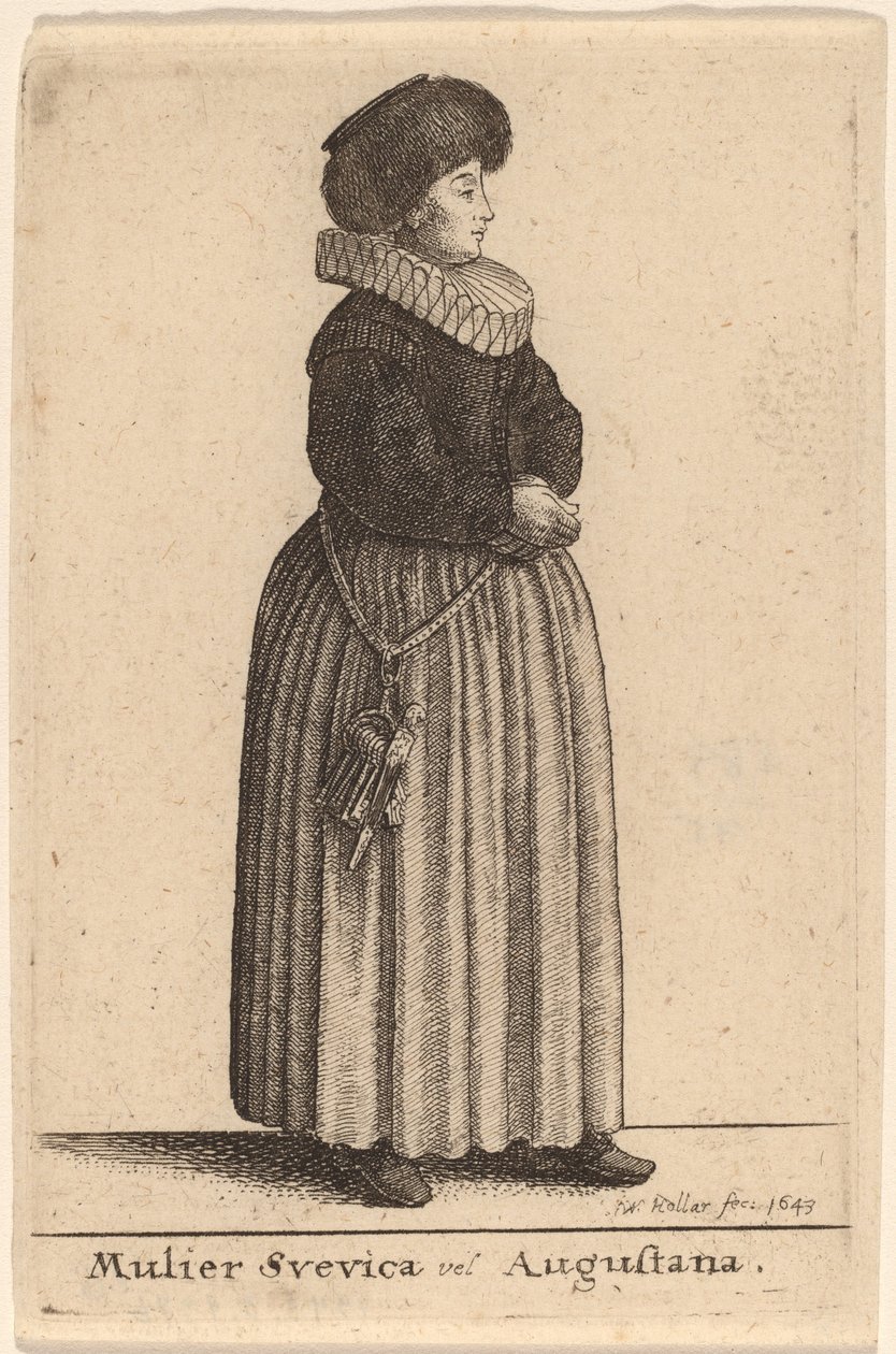 Zweedse of Augsburgse Vrouw door Wenceslaus Hollar