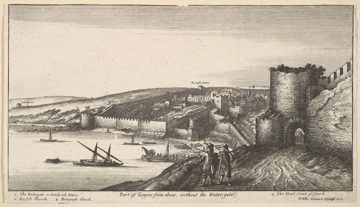 Deel van Tanger van boven, zonder de Waterpoort door Wenceslaus Hollar