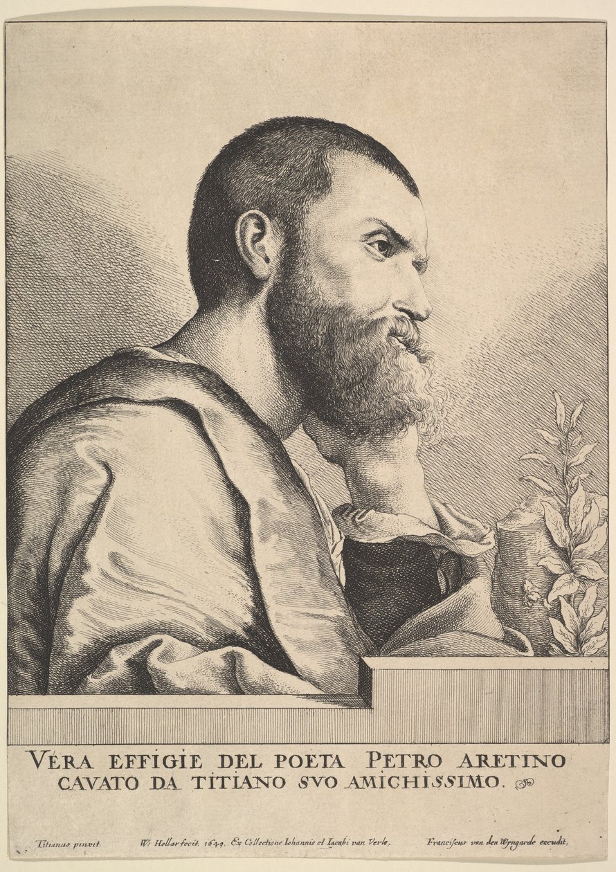 Pietro Aretino door Wenceslaus Hollar