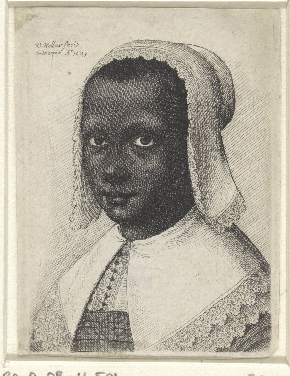 Portret van een jonge zwarte vrouw, 1645 door Wenceslaus Hollar