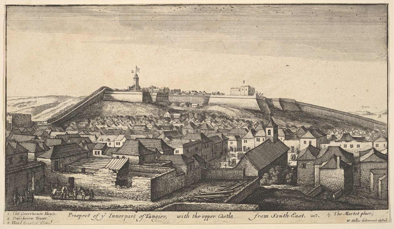 Uitzicht op het binnenste deel van Tanger, ca. 1670 door Wenceslaus Hollar