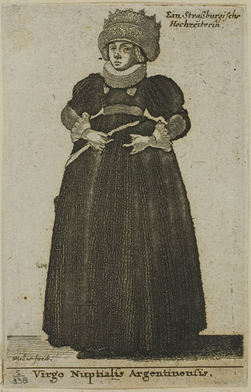 Vrouw uit Straatsburg in Trouwjurk door Wenceslaus Hollar