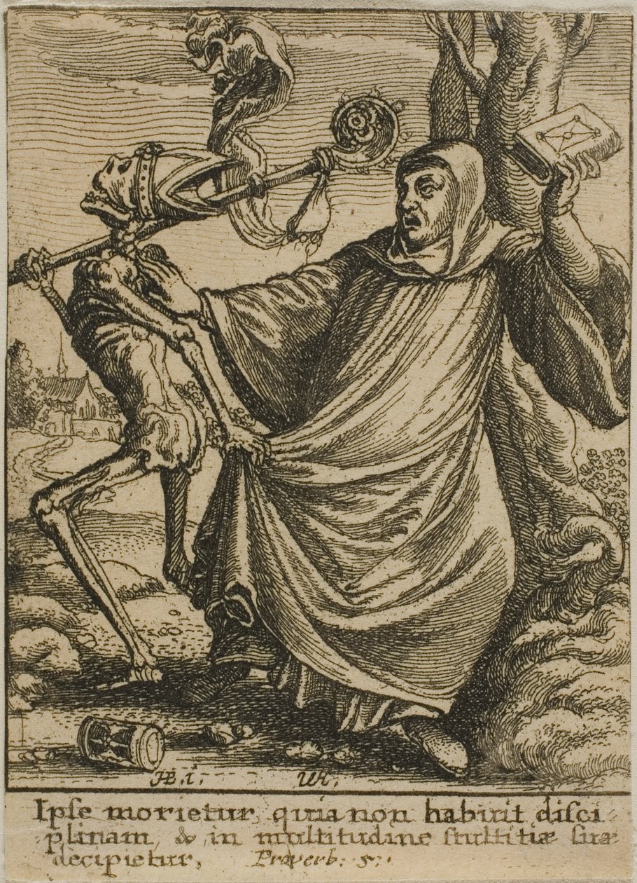 De Abt en de Dood door Wenceslaus Hollar