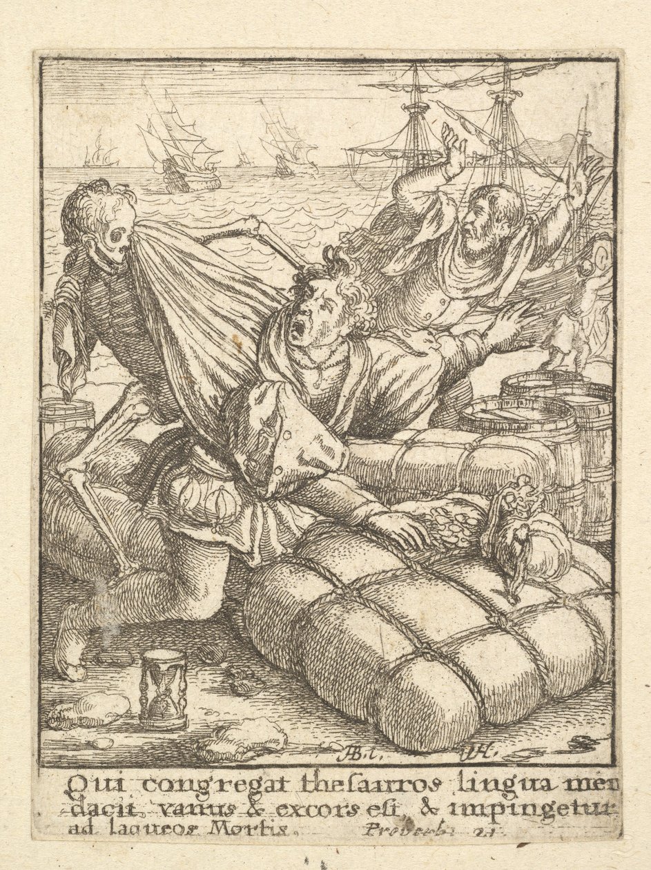 De koopman, uit de Dans van de Dood door Wenceslaus Hollar