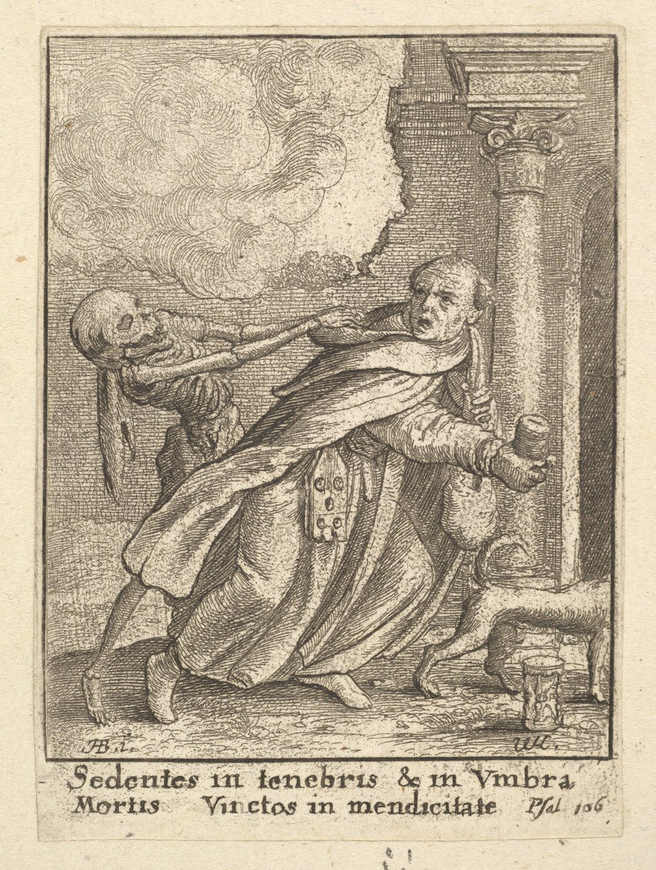 De monnik, uit de Dans van de Dood, 1651 door Wenceslaus Hollar