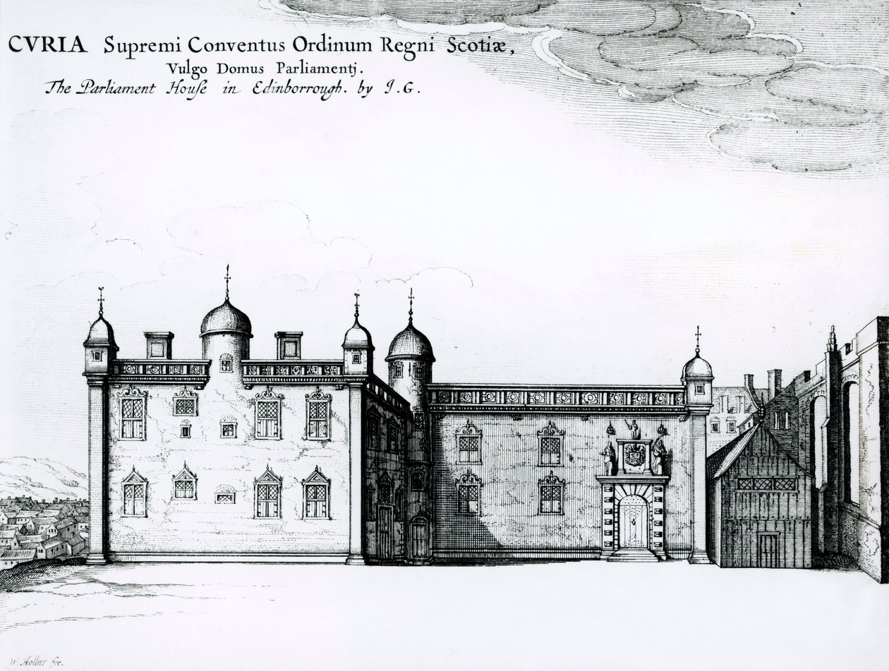 Het Parlementshuis in Edinburgh door Wenceslaus Hollar