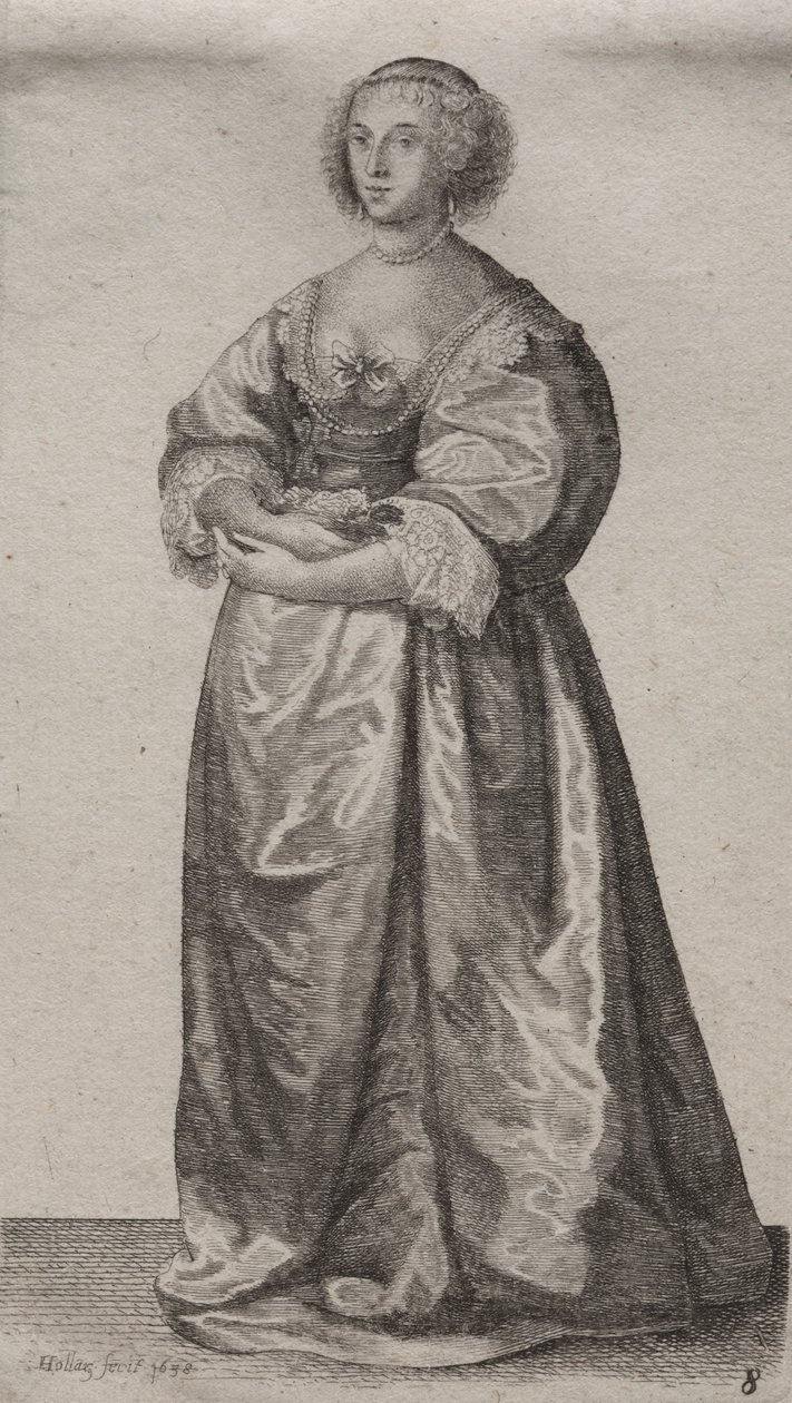 De verschillende gewoonten van Engelse vrouwen, van de adel tot de plattelandsvrouwen zoals ze in deze tijden zijn: De vrouw met bloemen door Wenceslaus Hollar