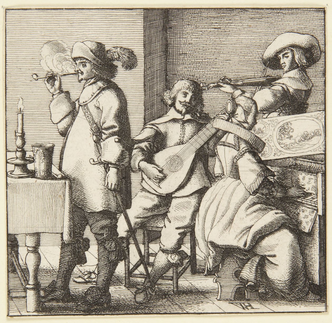 Het trio door Wenceslaus Hollar