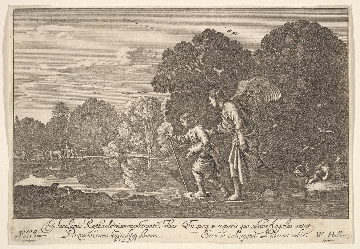 Tobias en de engel, 1644-52 door Wenceslaus Hollar